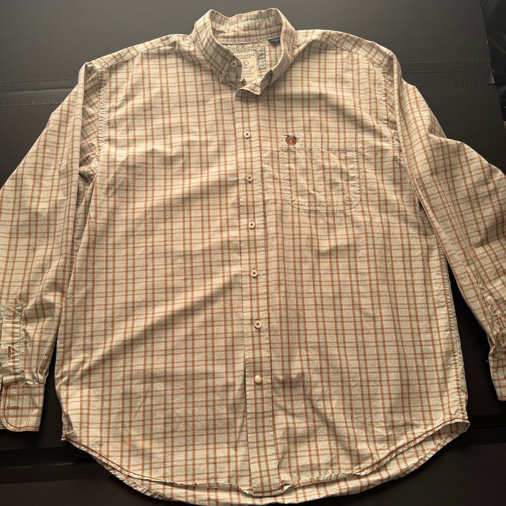 Panhandle Rough Stock Mens M Western Plaid Shirt 100% ctn Long Sleeve Ranchwear